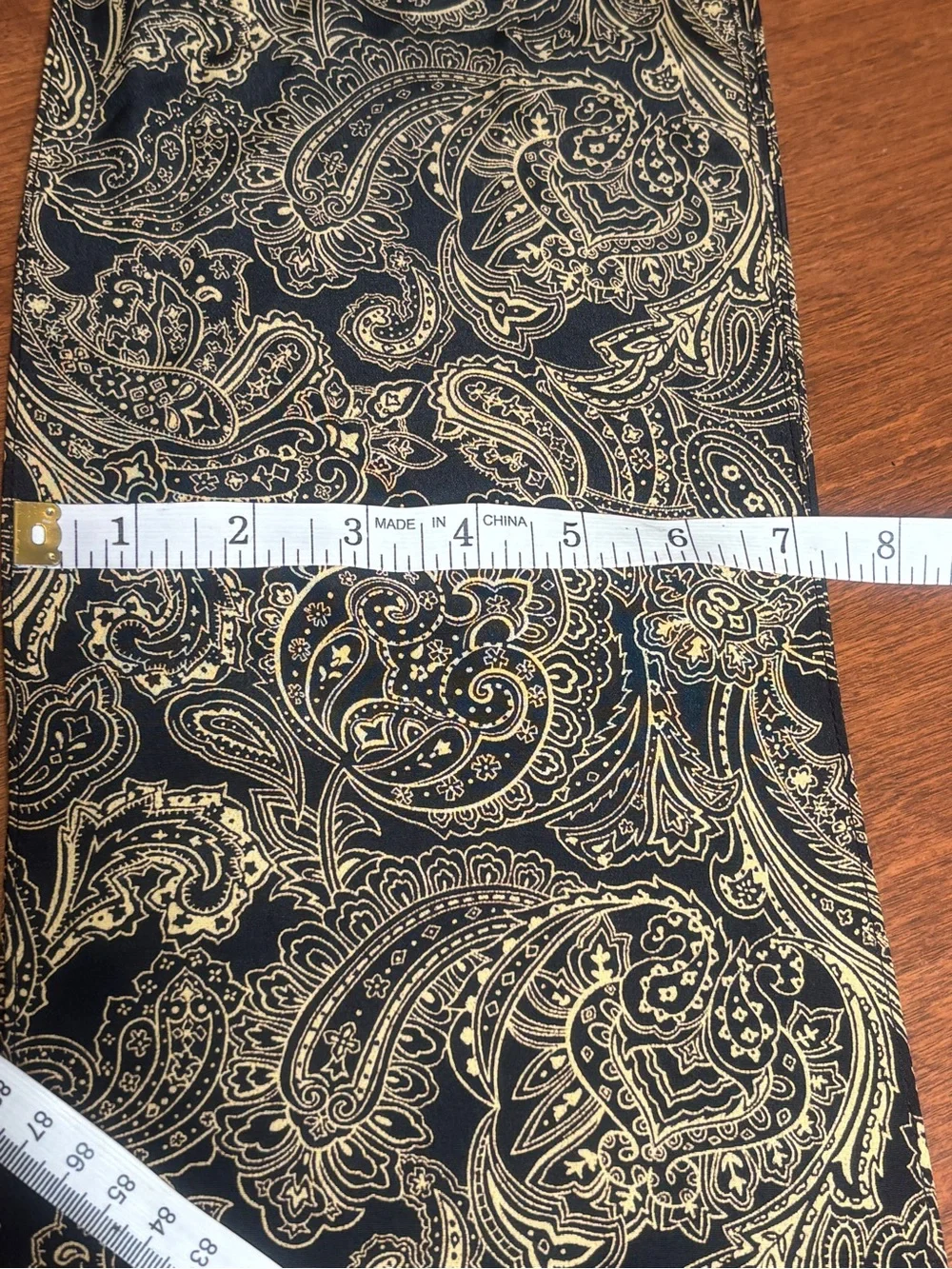Vintage Black & Gold Paisley Skinny Scarf / Hair Ribbon